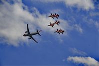 HB-IJV @ LSZF - Edelweiss Airlines Airbus A320 airplane in company of Swiss Air Force Northrop F-5E Tiger II Airplanes during air-show at Birrfeld airfield in Switzerland - by miro susta