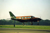 PH-ITC @ EHTW - Piper PA-31-350 Navajo Chieftain of the Nationaal Instituut voor Luchtkartering en Aardkunde landing at its home field Twenthe air base, the Netherlands, 1985. Used for aerial mapping etc. - by Van Propeller