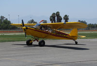 N906CC @ KRIR - 2001 Piper Cub Crafters PA-18-150 taxiing for take-off @ Flabob Airport, Riverside, CA - by Steve Nation