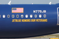 N775JB @ KSRQ - JetBlue Flight 163 (N775JB) Vets in Blue arrives at Sarasota-Bradenton International Airport following flight from John F Kennedy International Airport