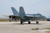 J-5021 @ LFMI - Swiss Air Force McDonnell Douglas FA-18C Hornet, Taxiing to parking area, Istres-Le Tubé Air Base 125 (LFMI-QIE) open day 2016 - by Yves-Q