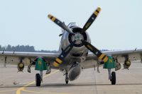F-AZHK @ LFMI - Douglas AD-4N Skyraider, Taxiing to parking area, Istres-Le Tubé Air Base 125 (LFMI-QIE) open day 2016 - by Yves-Q