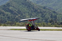 N8102R @ SZP - 2005 Air Creation USA TANARG, Rotax 912 pusher, weight-shift control, ignore wing markings, landing roll Rwy 22 - by Doug Robertson