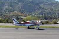 N4786L @ SZP - 1967 Piper PA-28-180 CHEROKEE 180, Lycoming O&VO-360 180 Hp, landing roll Rwy 22 - by Doug Robertson