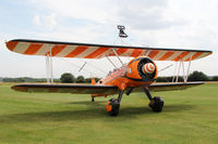 SE-BOG @ X5FB - Boeing B75N-1 Stearman prior to a wing walking performance at the 2014 Sunderland Air Show. Fishburn Airfield, July 26th 2014. - by Malcolm Clarke