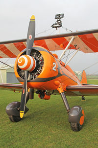 N74189 @ X5FB - Boeing PT-17 overnighting at Fishburn Airfield prior to a first UK performance in 2014 at Littlehaven's Promenade & Seawall opening celebrations, South Shields. April 5th 2014. - by Malcolm Clarke