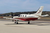 N700EJ @ CMA - 2004 Socata TBM 700, one P&W(C)PT6A-64 turboprop 1,580 sHp flat-rated to 700 sHp, taxi with cowl partly off - by Doug Robertson