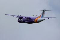 G-ISLI @ EGFF - ATR 72-212A, Flybe Jersey based, callsign Blue Island 506, previously 507LR, N529AM, OY-OLM, seen departing runway 30 en-route to Guernsey channel Isles. - by Derek Flewin