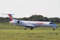 F-GUBE @ LFRB - Embraer ERJ-145LR, Taxiing to holding point rwy 25L, Brest-Bretagne airport (LFRB-BES) - by Yves-Q