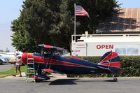 N3702F @ SZP - 1976 Great Lakes 2T-1A-2 SPORT TRAINER, Lycoming AEIO-360-B1G6 180 Hp, returning visitor refueling at SZP Fuel Dock. - by Doug Robertson