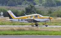 G-AVYL @ EGFH - Visiting Cherokee departing Runway 28. - by Roger Winser