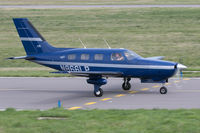 N866LP @ EGJB - Taxiing to park at Guernsey - by alanh