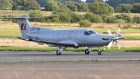 LX-FDI @ EGFH - Visiting PC-12 operated by Jetfly Aviation. - by Roger Winser