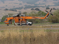 N247AC @ O69 - Erickson Air Crane (Central Point, OR) Sikorsky S-64E (CH-54A) water dropping tanker #743 @ Petaluma Municipal Airport, CA temporary home base in support of efforts to control devastating Northern California Oct 2017 wildfires - by Steve Nation