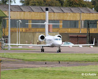 N450BT @ EGQL - Pictured on the ramp at the former RAF Leuchars, for the nearby Dunhill Links Golf Championships at St Andrews. - by Clive Pattle
