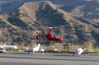 N212XN @ SZP - 2015 Pollock Autogyro Gmbh CALIDUS, Rotax Turbocharged 914ULS 115 Hp pusher, 2 tandem seats, from Germany, takeoff climb Rwy 22 - by Doug Robertson