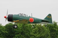 F-AZZM @ LFFQ - North American AT-6B Texan, Take off rwy 28, La Ferté-Alais airfield (LFFQ) Air show 2016 - by Yves-Q