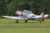 F-AZBE @ LFFQ - North American AT-6C Harvard IIA, Landing rwy 28, La Ferté-Alais airfield (LFFQ) Airshow 2015 - by Yves-Q