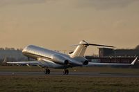 9H-FCA @ EGGW - Albinati Aeronautics Bombardier BD700 taking of from 26 into the setting sun at London Luton - by dave226688