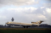 5A-DIA @ EHAM - Libyan Arab Airways Boeing 727-2L5 taking off from Schiphol airport, the Netherlands, 1990 - by Van Propeller
