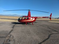 N241AU @ KAVQ - Volare Helicopters R44 II at rest