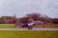 AT13 @ EBST - BAF Alpha Jet AT-13 landing at EBST (eighties) - by Guy Vandersteen