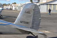 N77239 @ SZP - 1946 Cessna 120, Continental C85 85 Hp, tail logo - by Doug Robertson