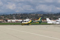 N814CE @ CMA - 2007 Eurocopter EC-135P-2+ twin turbine, two P&W(C)PW206B2  turboshafts 621 SHp each, 4 blade main rotor, 10 blade shrouded Fenestron tail rotor.  5 or 7 seat layouts - by Doug Robertson