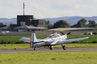 F-BKOJ @ LFRU - Morane-Saulnier MS-733 Alcyon, Landing rwy 23, Morlaix-Ploujean airport (LFRU-MXN) air show 2017 - by Yves-Q