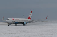 OE-LAY @ LOWW - Departing from a snow covered runway 29. - by Hotshot