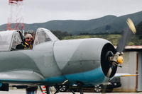 N5874M @ KHAF - Locally-based 1982 Yak 52 taxing in at Half Moon Bay Airport Day 2018. - by Chris Leipelt