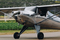 N2925K @ KHAF - Locally-based 1947 Luscombe 8E taxing by me for departure at Half Moon Bay Airport Day 2018. - by Chris Leipelt