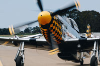 N451EA @ KHAF - 1944 North American F-51D Mustang taxing for departure at Half Moon Bay Airport Day 2018. - by Chris Leipelt