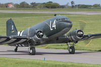 N147DC @ EGJB - Taxiing in for a public showing on Liberation Day, 2018, billed as a 'star' of the recent Guernsey Potato Peel Pie film - by alanh