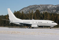N1TS @ KTVL - 2010 Boeing 737-7JY BBJ landing at South Lake Tahoe Airport, CA. Yes, it's pulling a 180 on the runway to back taxi because we were using the only taxiway at KTVL :) - by Chris Leipelt