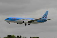 OO-JAU @ LFRB - Boeing 737-8K, On final rwy 25L, Brest-Bretagne airport (LFRB-BES) - by Yves-Q