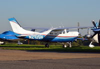 N210SH @ EGTF - Cessna P210N Centurion at Fairoaks. - by moxy