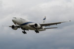 4X-ECD @ EGLL - EL AL Boeing 777- 258ER landing runway 27R from TLV,13.7.17 - by Mike stanners