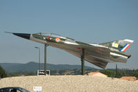 233 @ N.A. - Dassault Mirage IIIB-1 of the European Fighter Aircraft Museum at Montélimar, France. Mounted on poles on the roundabout Rond-point de Villepré. Flew previously with the CEV - by Van Propeller