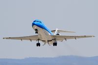 PH-KZB @ LFSB - Fokker 70, Take off rwy 33, Bâle-Mulhouse-Fribourg airport (LFSB-BSL) - by Yves-Q