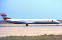 OE-LDT @ LCA - Larnaca 15.8.1982. with DC-9 Super 80 on engine cowling. - by leo larsen
