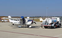 N14007 @ CMA - 2005 Cessna 182T SKYLANE, Lycoming IO-540-AB1A5 230 Hp,, refueling. CMA has multiple fueling options including self-serve near the Control Tower. - by Doug Robertson