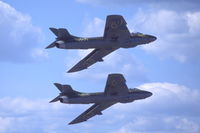 SE-DXE @ ESOK - Two Swedish Hawker Hunter F.58s during an air show at Karlstad airport, 2002. SE-DXE top, SE-DXF below. Both Hunter served with the Swiss Air Force - by Van Propeller