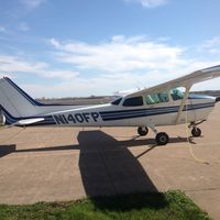N140FP @ KDVN - Sitting tied down on the ramp on a windy day - by Floyd Taber