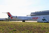 F-GRZG @ LFRU - Bombardier CRJ-701, Parked, Morlaix-Ploujean airport (LFRU-MXN) - by Yves-Q