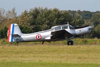 F-BKOJ @ LFRU - Morane-Saulnier MS-733 Alcyon, Taxiing, Morlaix-Ploujean airport (LFRU-MXN) air show 2017 - by Yves-Q