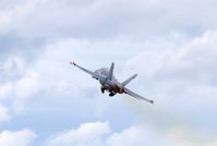 HN-406 @ EGVA - Hornet wheels up and afterburner thrust operating on take-off RIAT 2019 RAF Fairford - by Chris Holtby