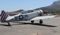 N2863G @ SZP - 1958 North American SNJ-6 TEXAN 'SPARKY', Pratt & Whitney R-1340 WASP 600 Hp radial, on Transient Ramp - by Doug Robertson