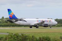 LY-ONL @ LFRB - Airbus A320-214, Taxiing rwy 25L, Brest-Bretagne airport (LFRB-BES) - by Yves-Q