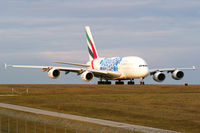 A6-EOF @ LOWW - Emirates Airbus A380 - by Thomas Ramgraber